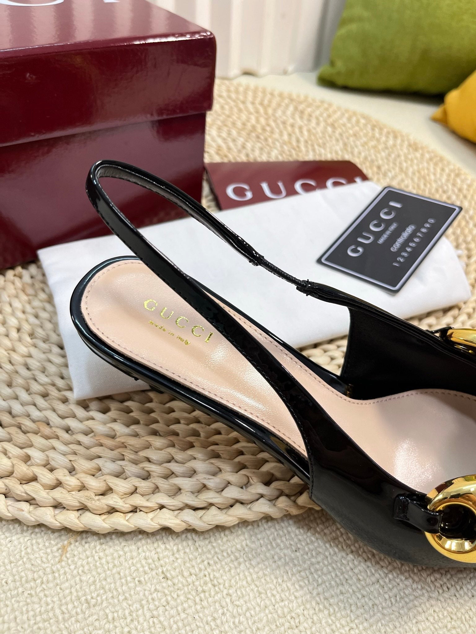 GC Slingbacks With Marina Chain 50mm Black Patent Leather 294584
