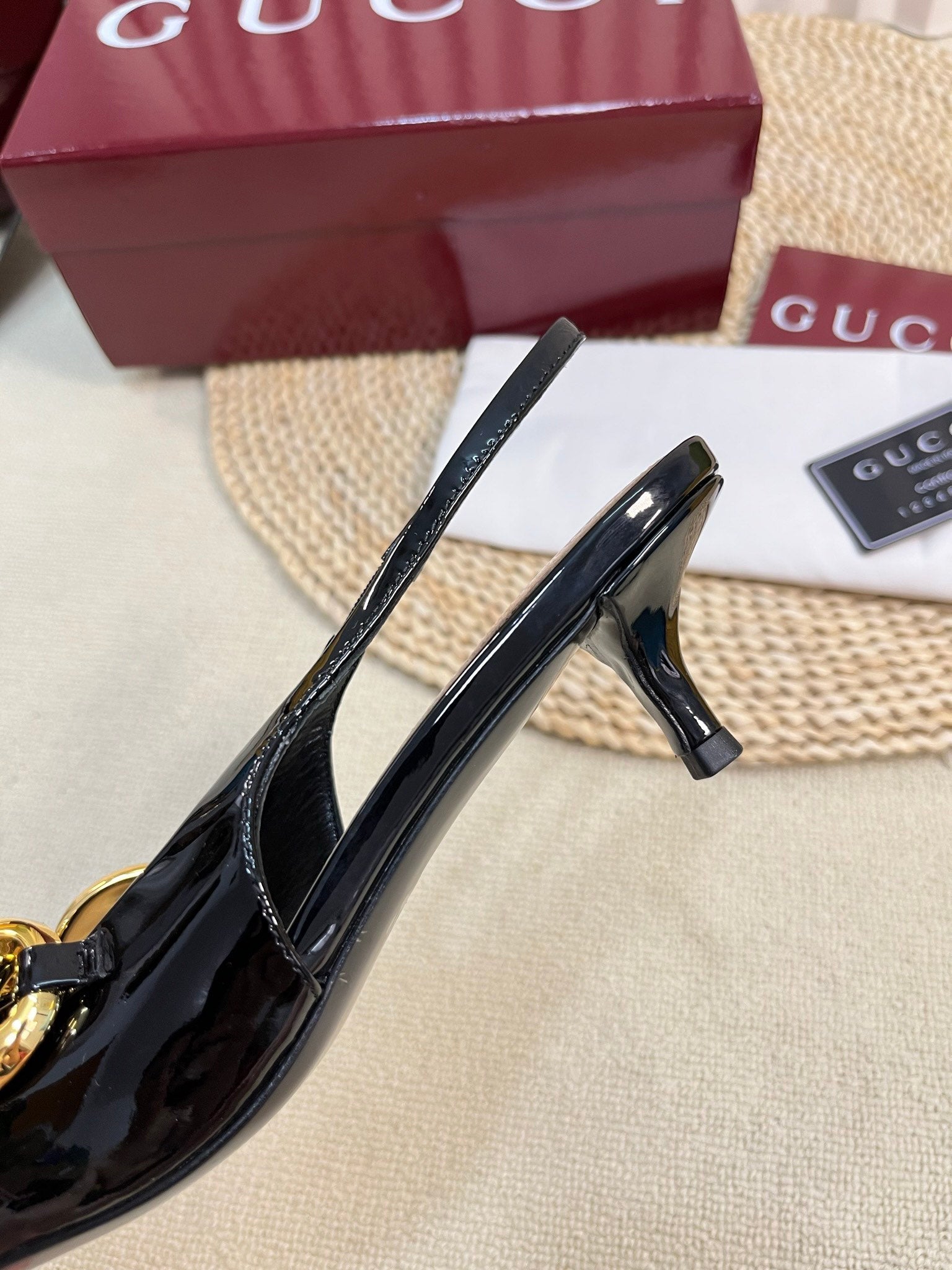 GC Slingbacks With Marina Chain 50mm Black Patent Leather 294584