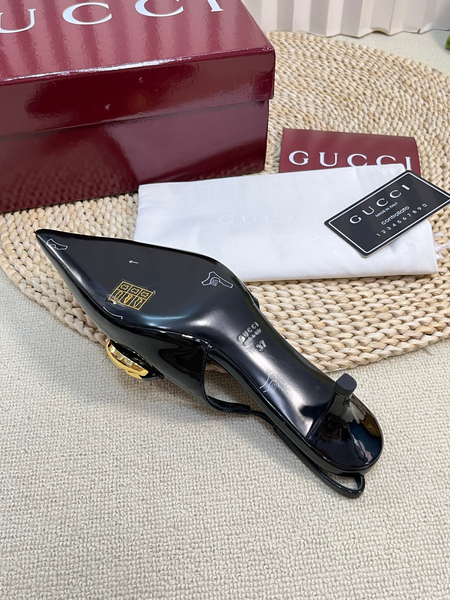 GC Slingbacks With Marina Chain 50mm Black Patent Leather 294584