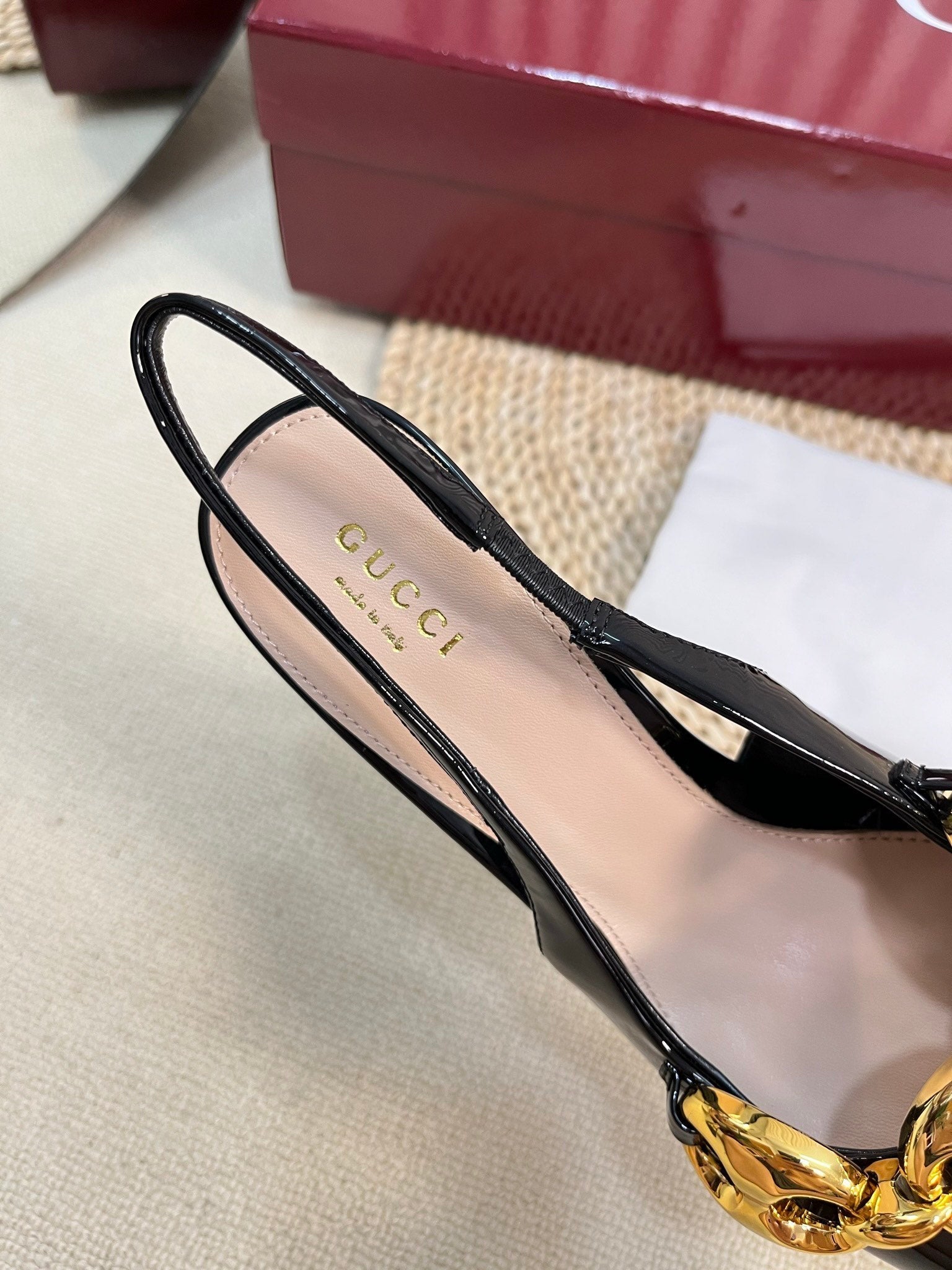 GC Slingbacks With Marina Chain 100mm Black Patent Leather 294587