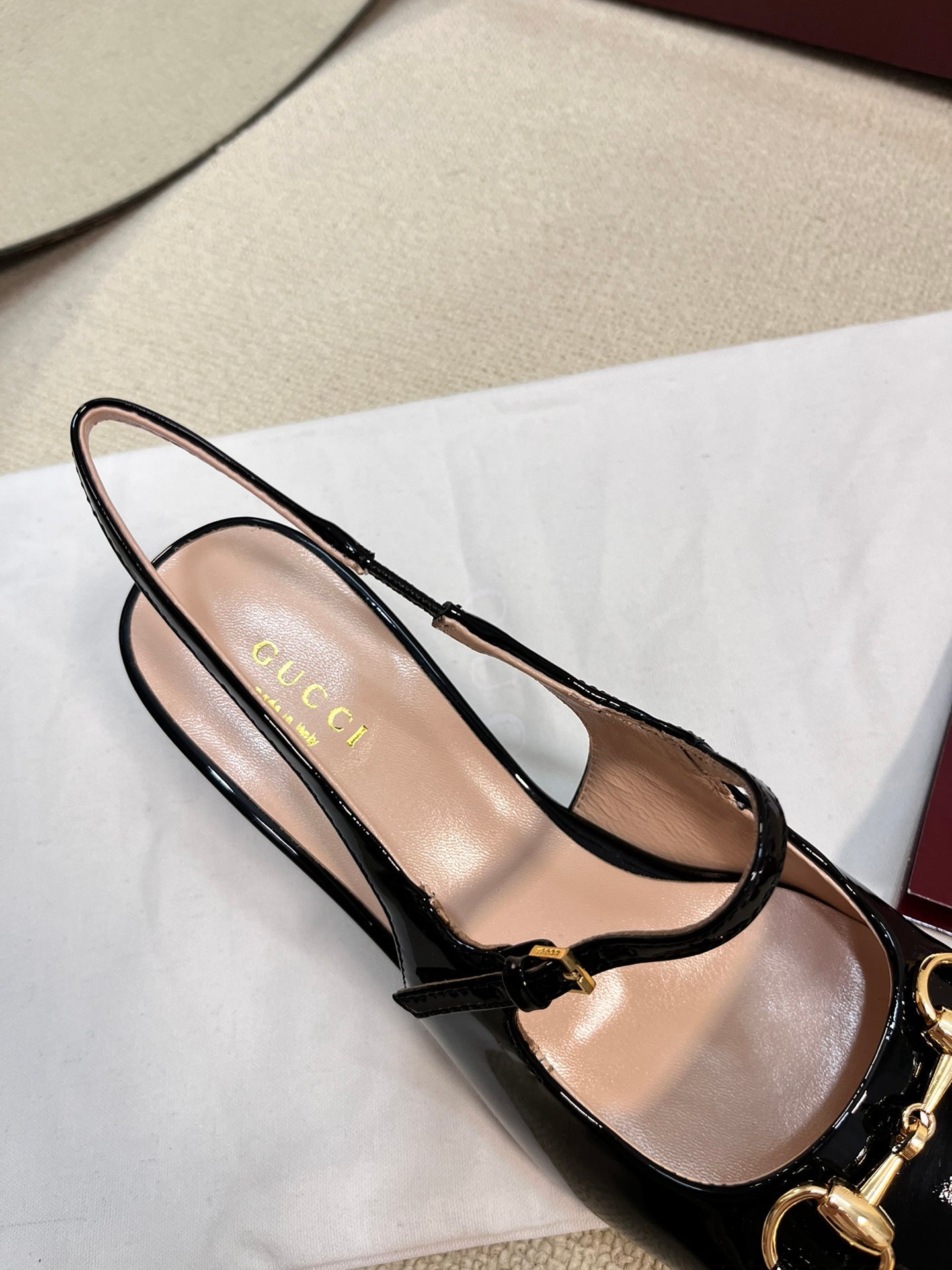 GC Horsebit Slingback 60mm Black Patent Leather 294590