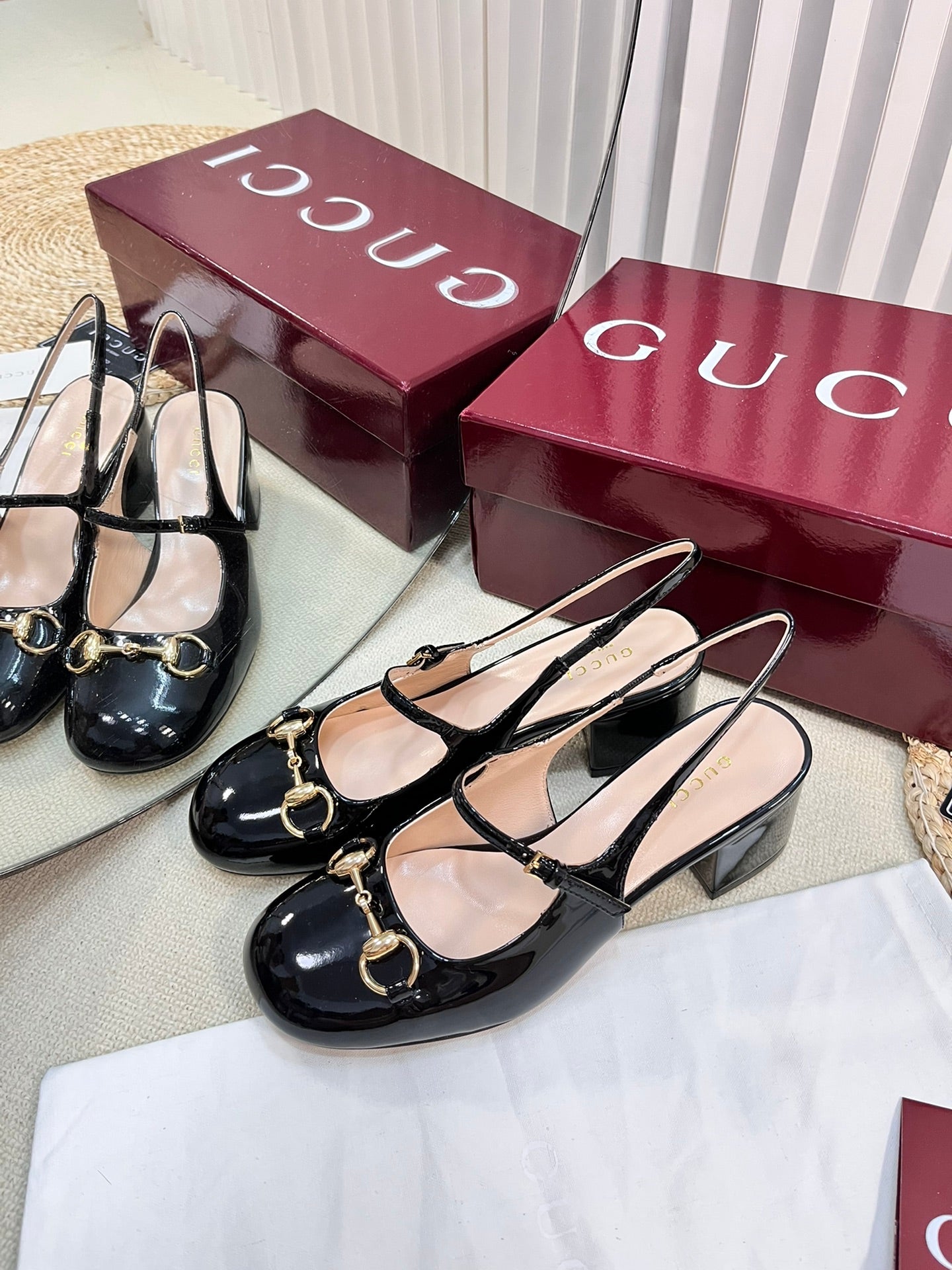 GC Horsebit Slingback 60mm Black Patent Leather 294590