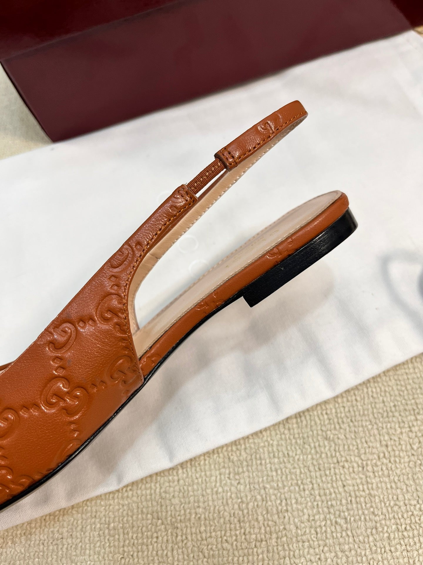 GC Horsebit Slingback Pump 10mm Brown Embossed  Sheepskin 294570