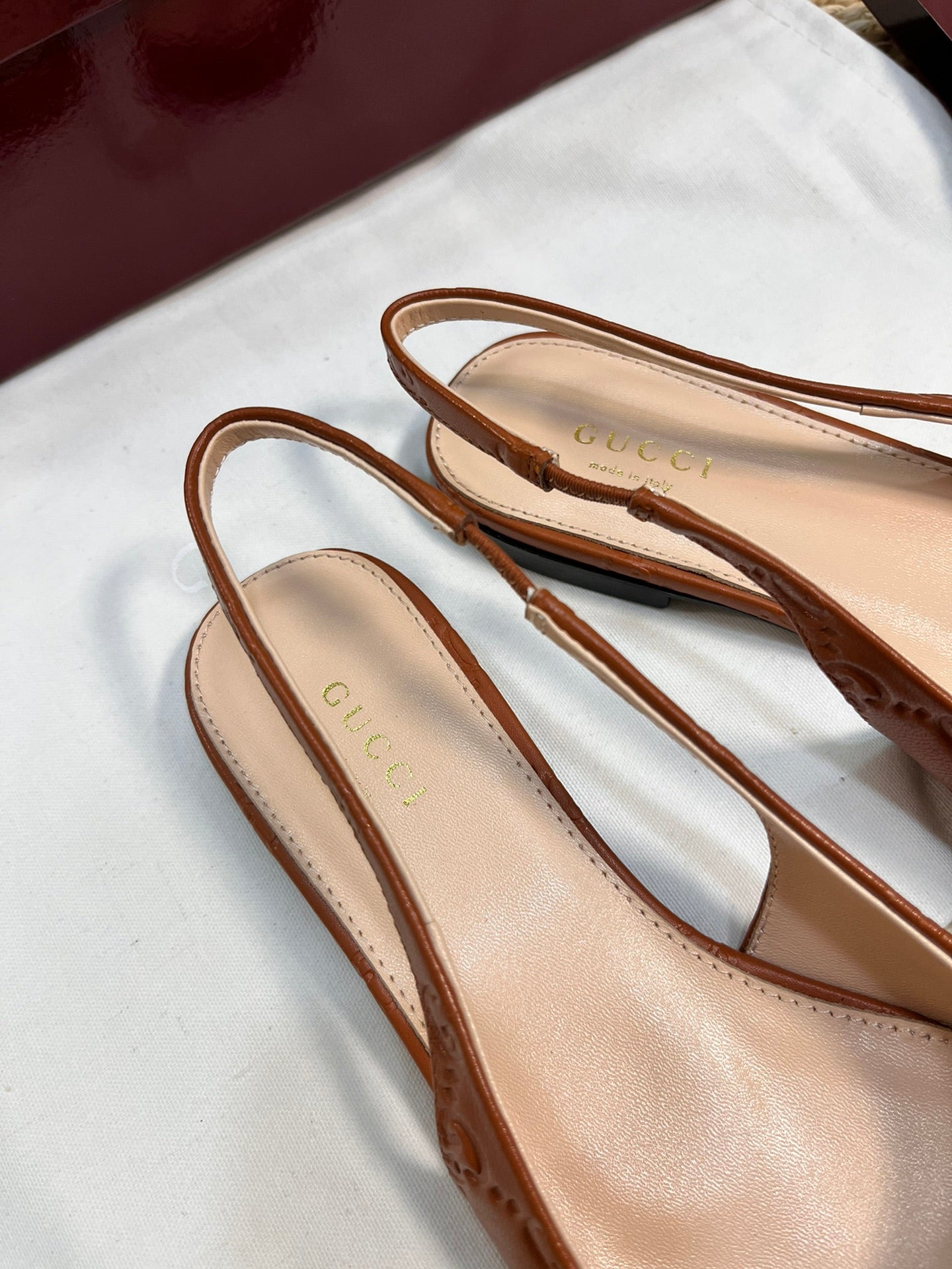 GC Horsebit Slingback Pump 10mm Brown Embossed  Sheepskin 294570