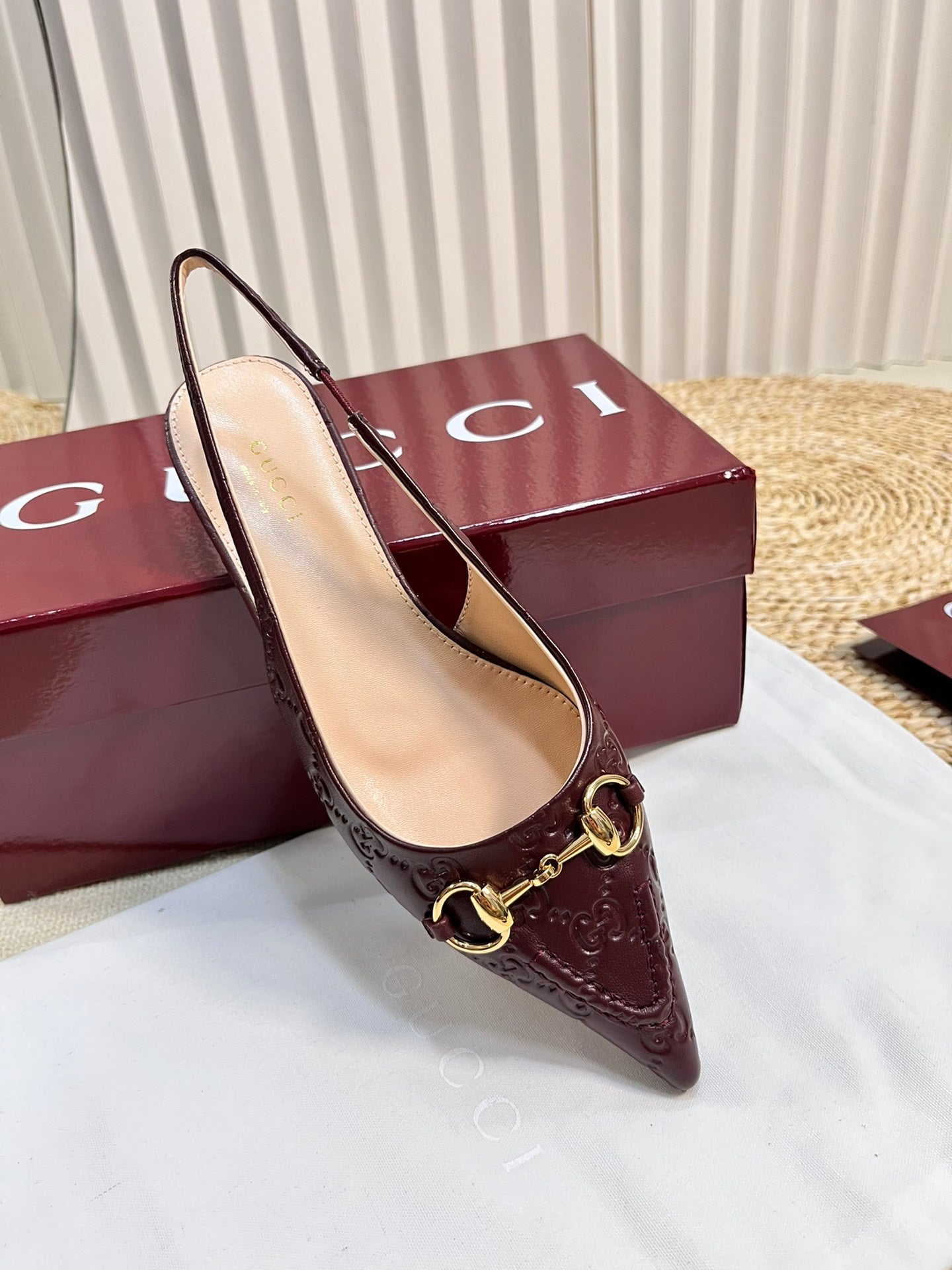 GC Horsebit Slingback Pump 10mm Rosso Ancora red  Embossed Sheepskin 294571