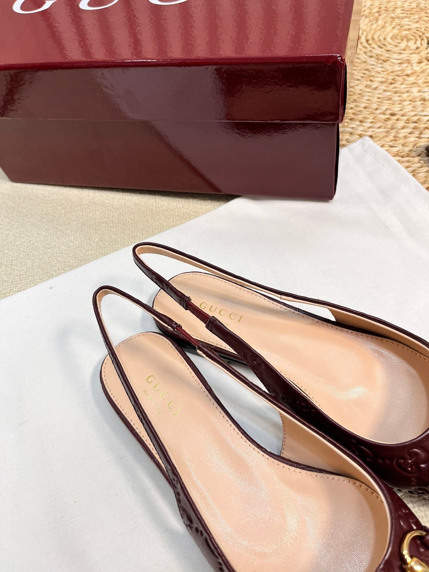 GC Horsebit Slingback Pump 10mm Rosso Ancora red  Embossed Sheepskin 294571