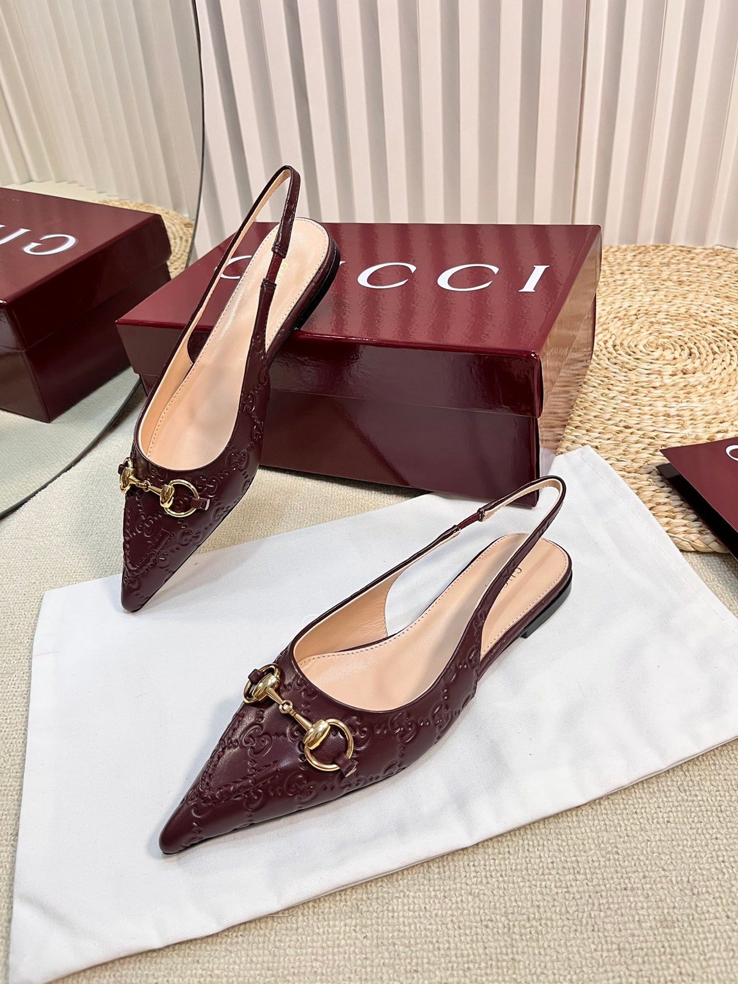 GC Horsebit Slingback Pump 10mm Rosso Ancora red  Embossed Sheepskin 294571