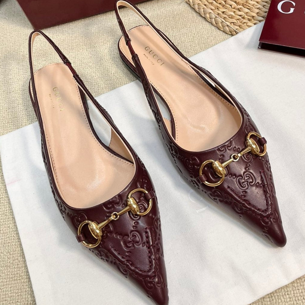 GC Horsebit Slingback Pump 10mm Rosso Ancora red  Embossed Sheepskin 294571