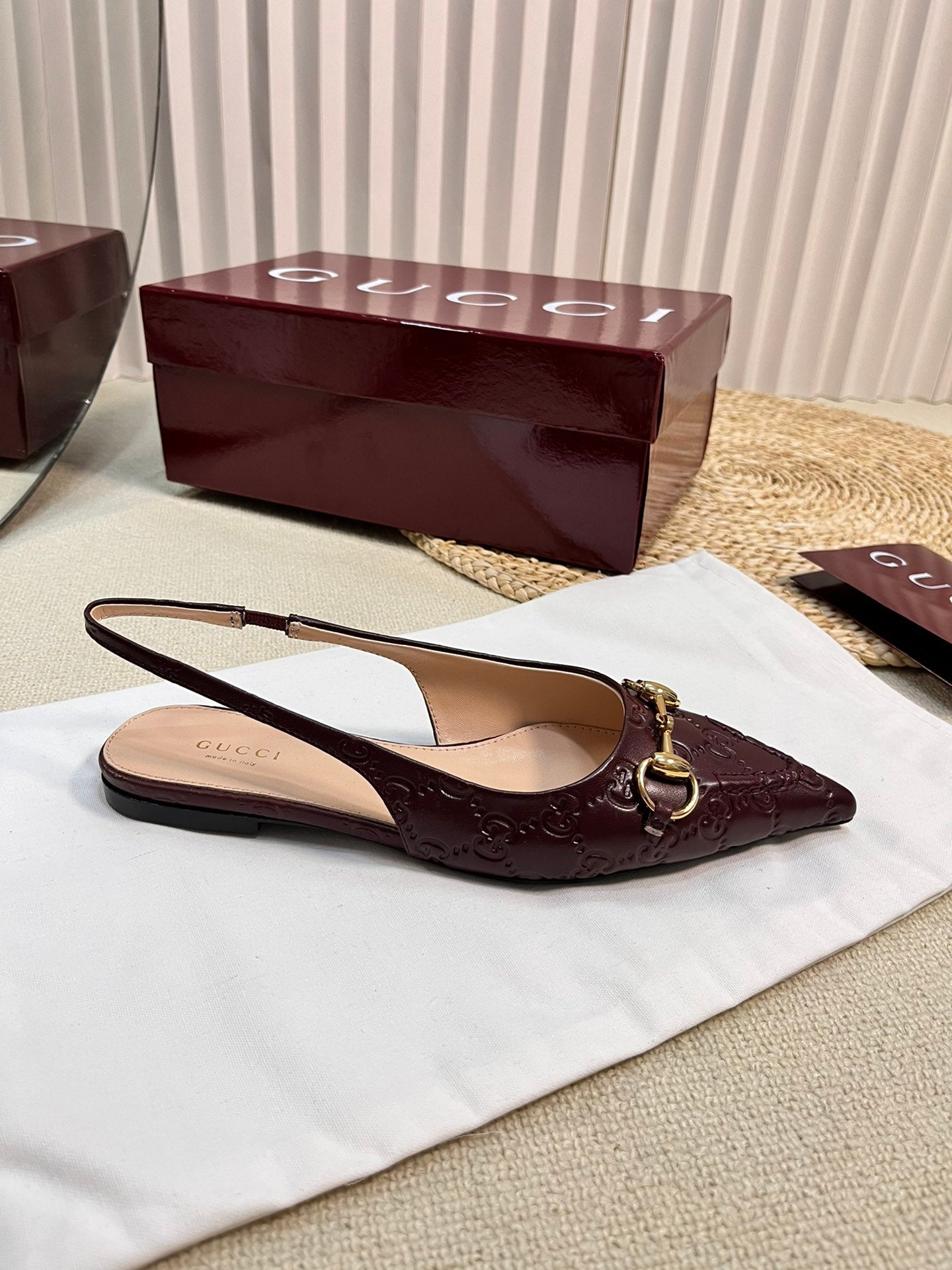 GC Horsebit Slingback Pump 10mm Rosso Ancora red  Embossed Sheepskin 294571