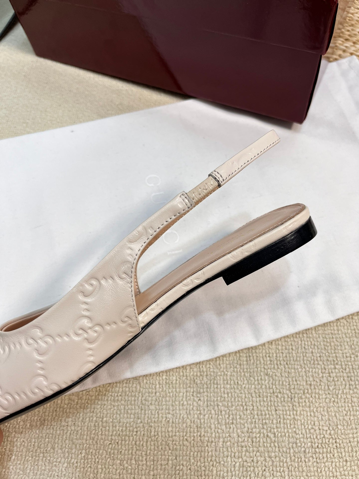 GC Horsebit Slingback Pump 10mm Ivory Embossed Sheepskin 294572