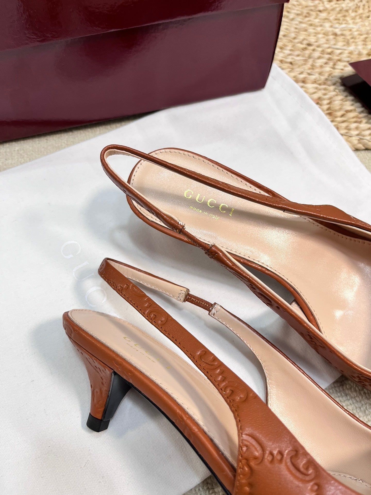 GC Horsebit Slingback Pump 50mm Brown Embossed  Sheepskin 294574