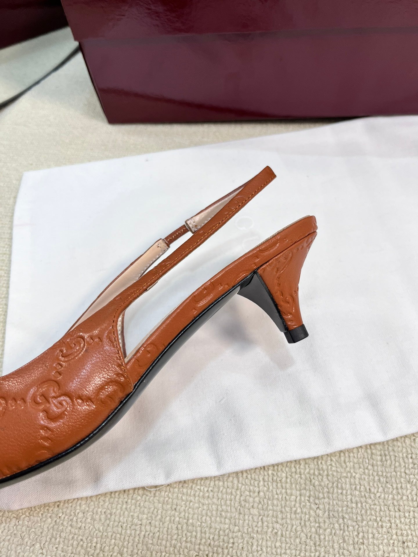 GC Horsebit Slingback Pump 50mm Brown Embossed  Sheepskin 294574