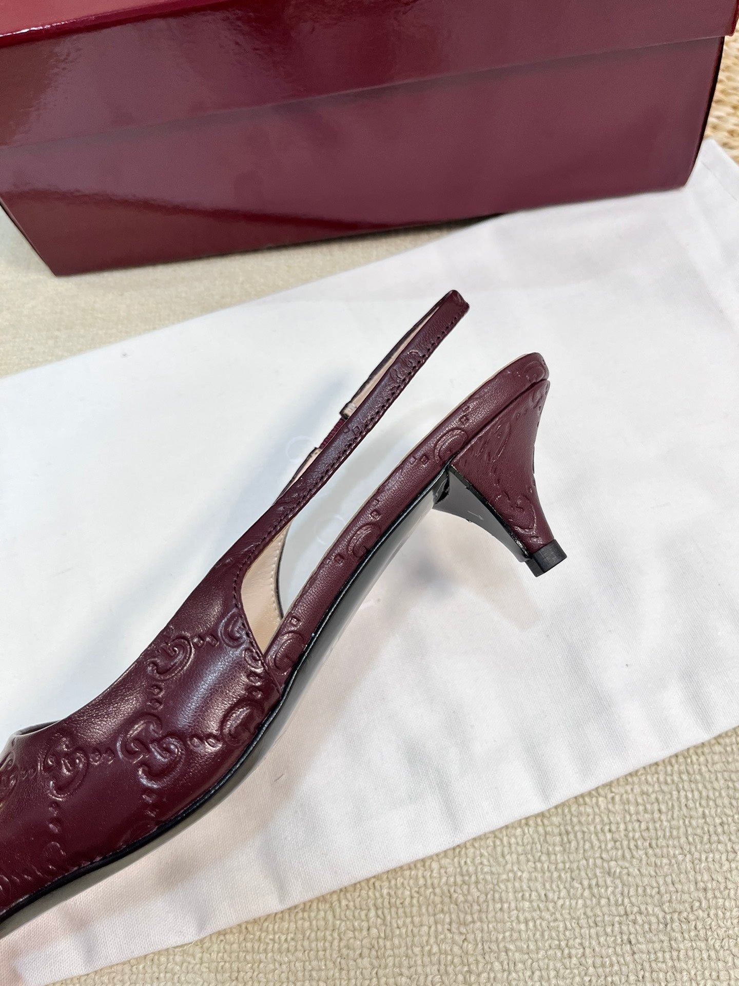 GC Horsebit Slingback Pump 50mm Rosso Ancora red  Embossed Sheepskin 294575