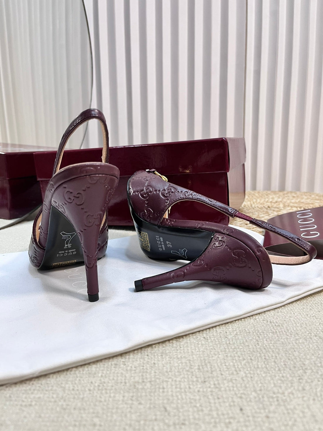 GC Horsebit Slingback Pump 100mm Rosso Ancora red  Embossed Sheepskin 294579