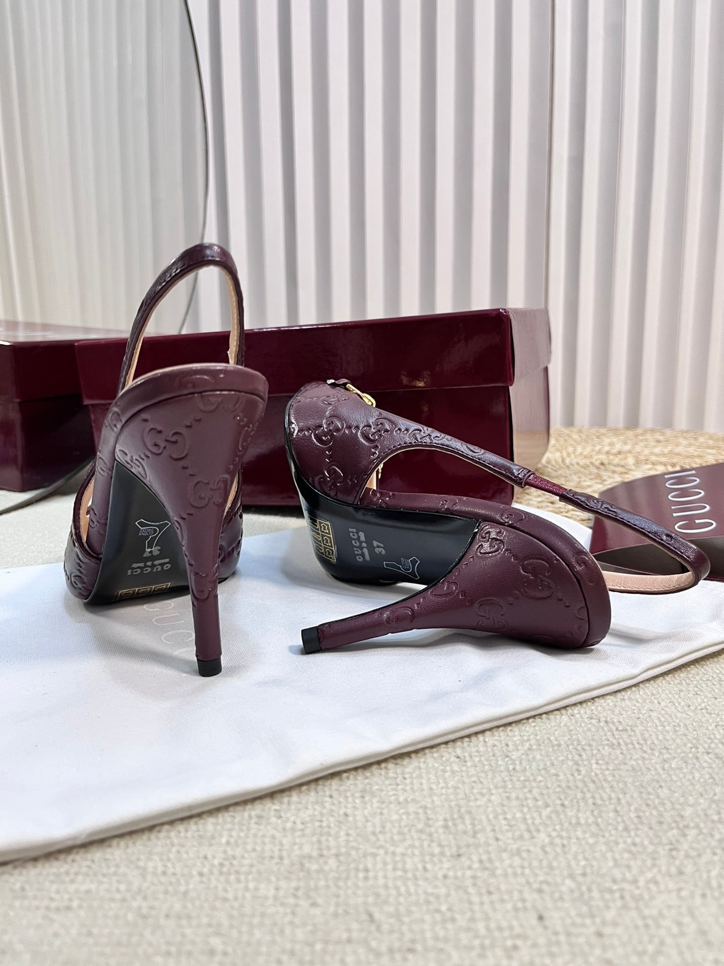 GC Horsebit Slingback Pump 100mm Rosso Ancora red  Embossed Sheepskin 294579