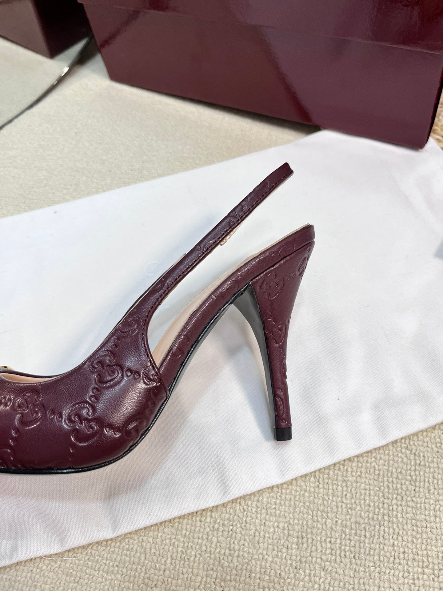 GC Horsebit Slingback Pump 100mm Rosso Ancora red  Embossed Sheepskin 294579