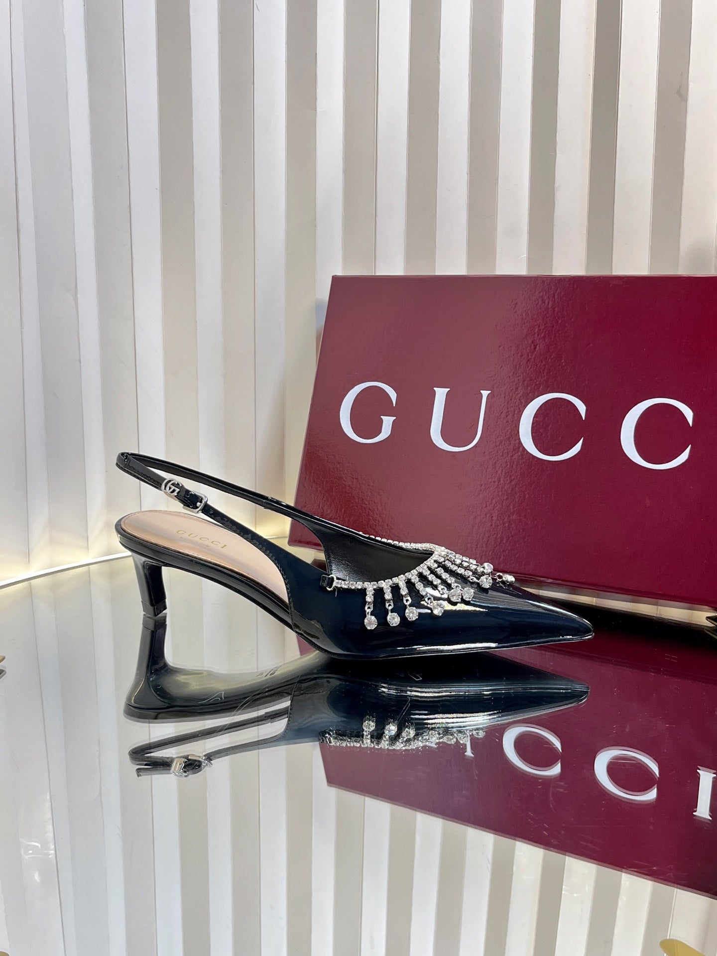 GC 25 Embellished Slingback Black Patent Leather 294628