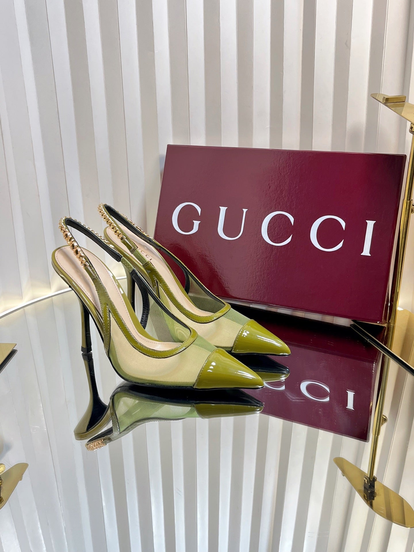 GC Signoria Slingback Pump Avocado Green Mesh Sheepskin 294522