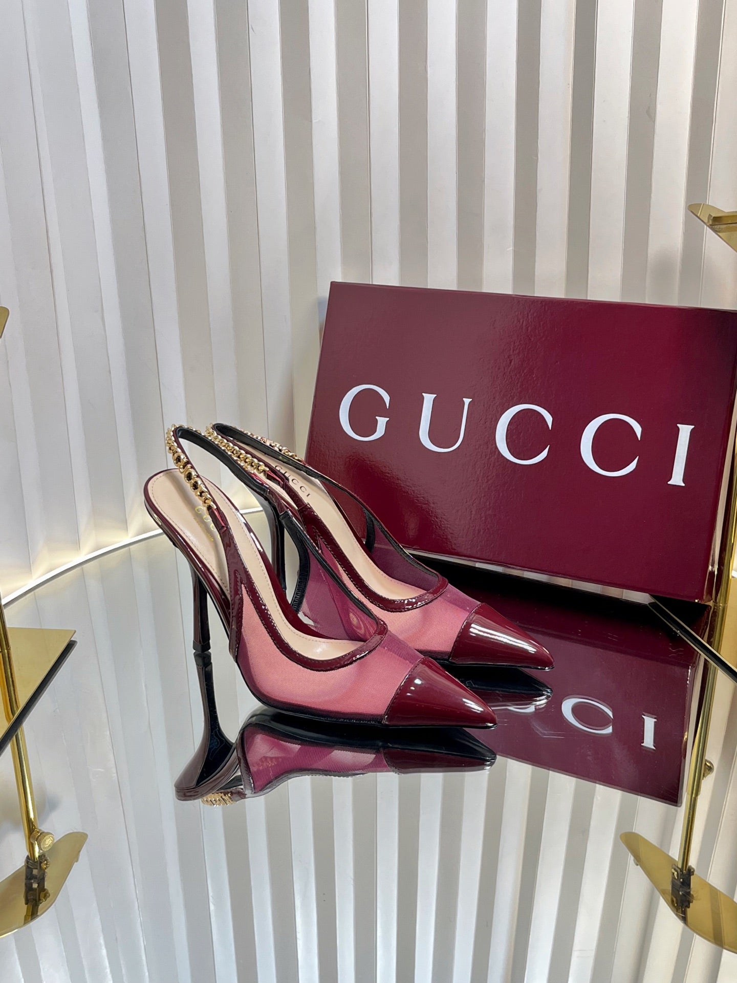 GC Signoria Slingback Pump Rosso Ancora Mesh Sheepskin 294520