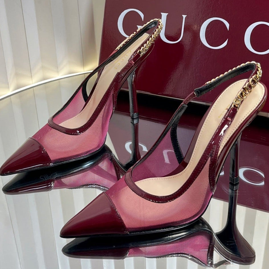 GC Signoria Slingback Pump Rosso Ancora Mesh Sheepskin 294520