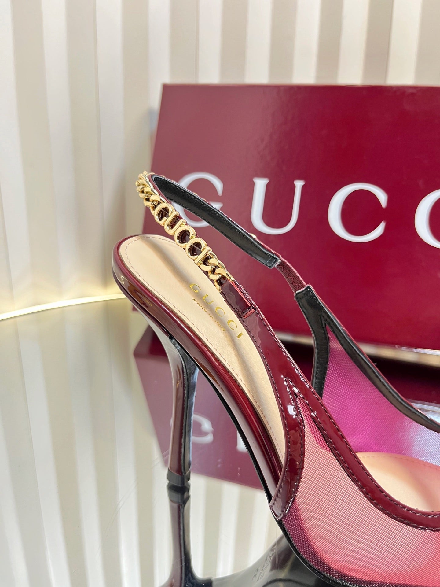 GC Signoria Slingback Pump Rosso Ancora Mesh Sheepskin 294520