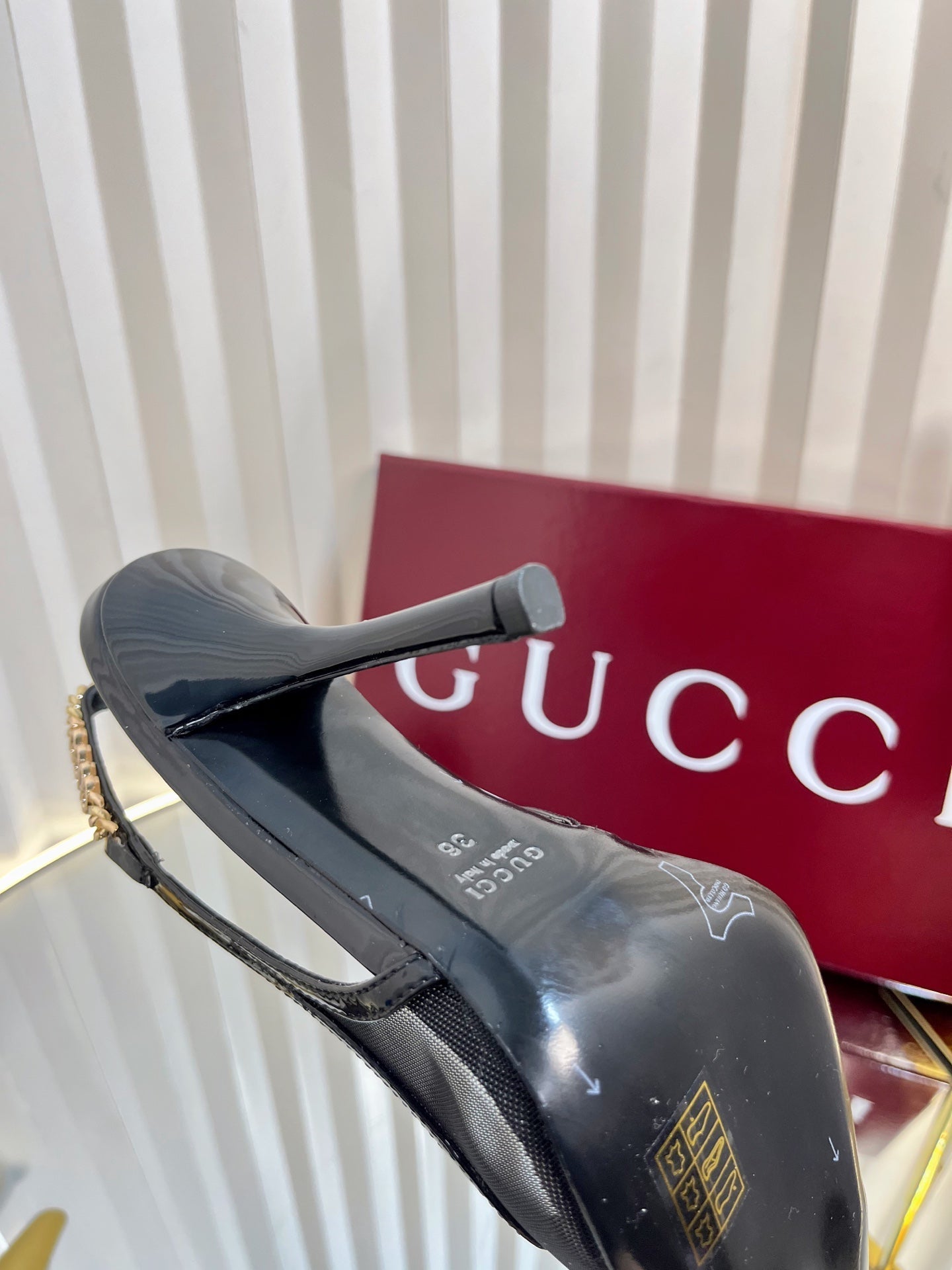 GC Signoria Slingback Pump Black Mesh Sheepskin 294519