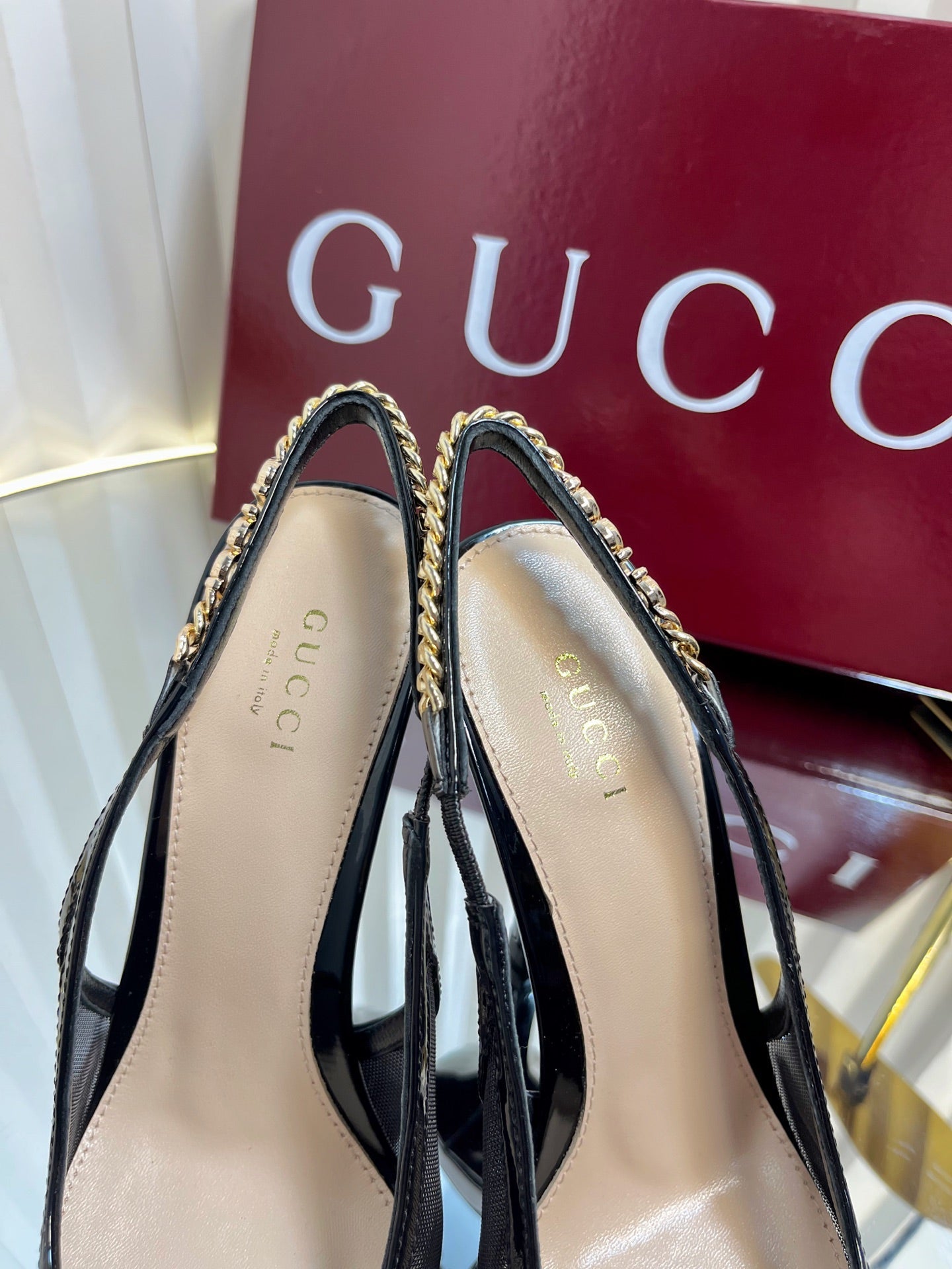 GC Signoria Slingback Pump Black Mesh Sheepskin 294519