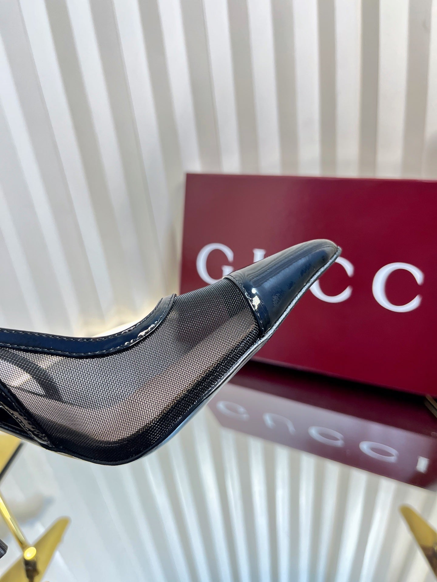 GC Signoria Slingback Pump Black Mesh Sheepskin 294519