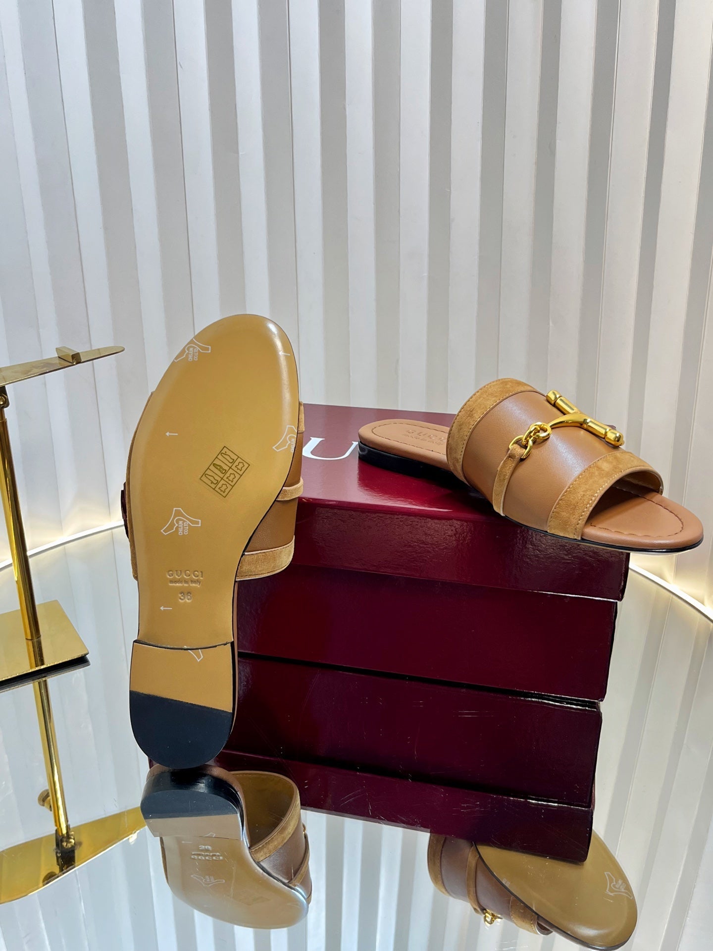 GC 25 Horsebit Sandals 10mm Brown Suede Sheepskin 294650