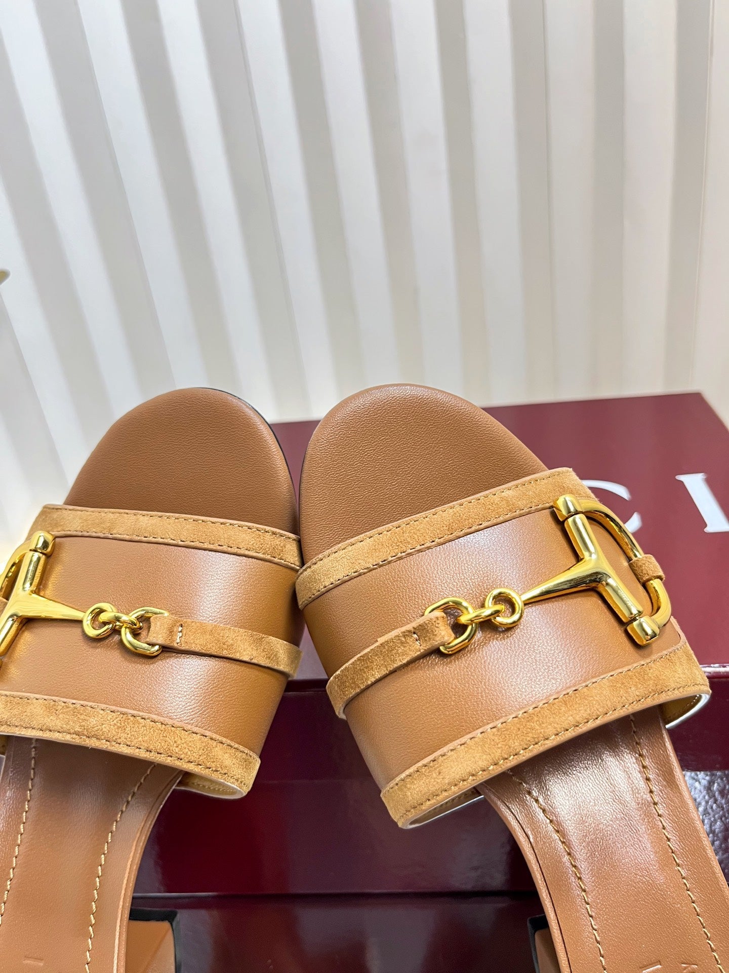 GC 25 Horsebit Sandals 50mm Brown Suede Sheepskin 294654