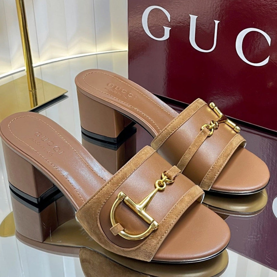 GC 25 Horsebit Sandals 50mm Brown Suede Sheepskin 294654