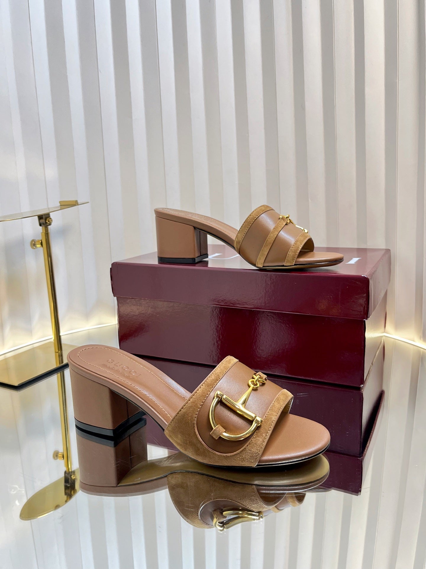 GC 25 Horsebit Sandals 50mm Brown Suede Sheepskin 294654