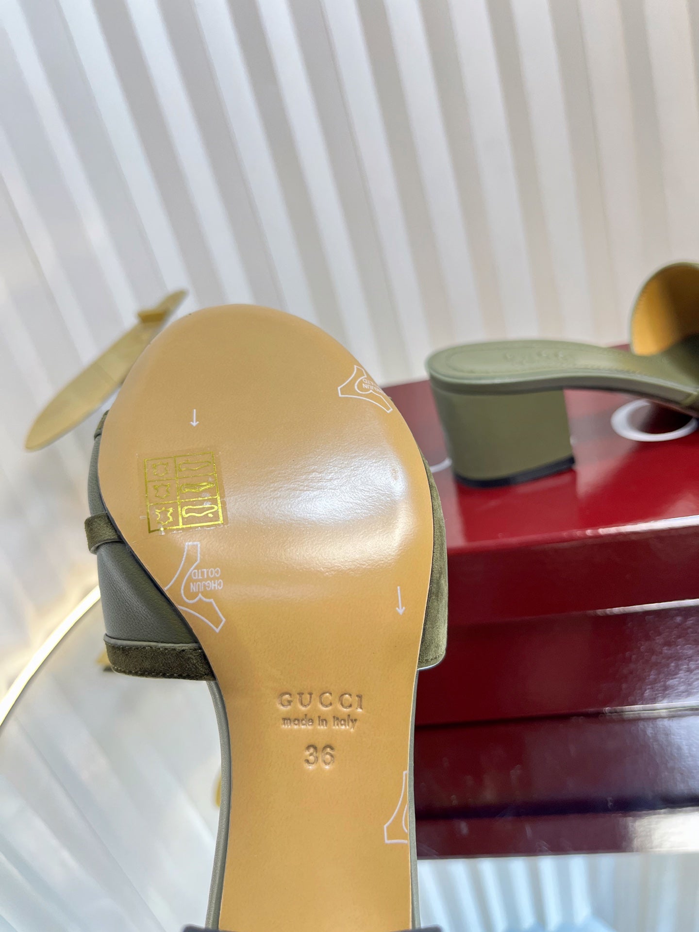 GC 25 Horsebit Sandals 50mm Dark Green Suede Sheepskin 294655