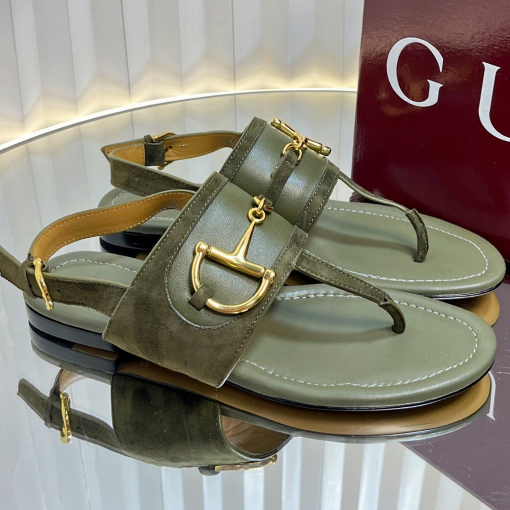 GC 25 Thong Sandal Dark Green Suede Sheepskin 294659