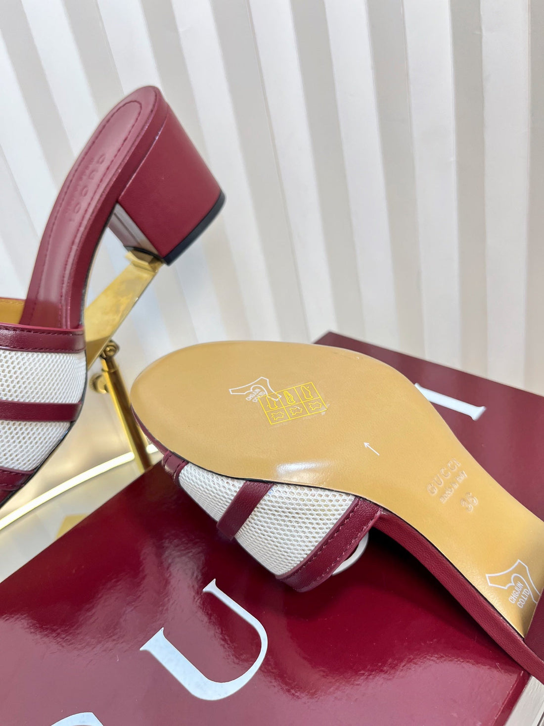 GC 25 Horsebit GG 50mm Sandals Red Canvas Sheepskin 294665