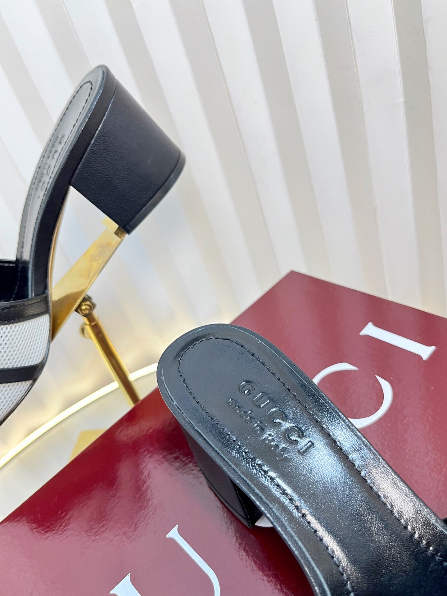 GC 25 Horsebit GG 50mm Sandals black Canvas Sheepskin 294668