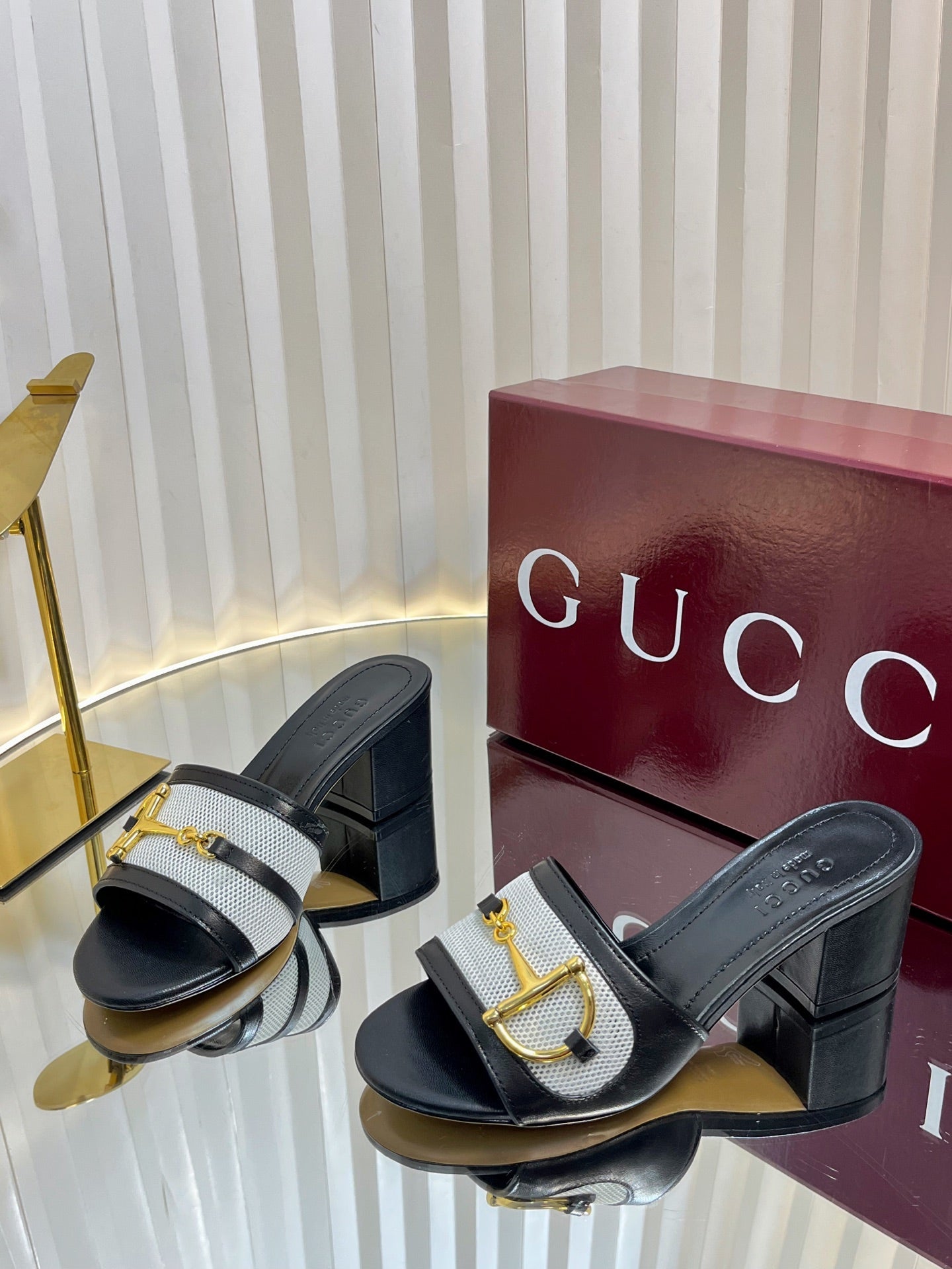 GC 25 Horsebit GG 50mm Sandals black Canvas Sheepskin 294668