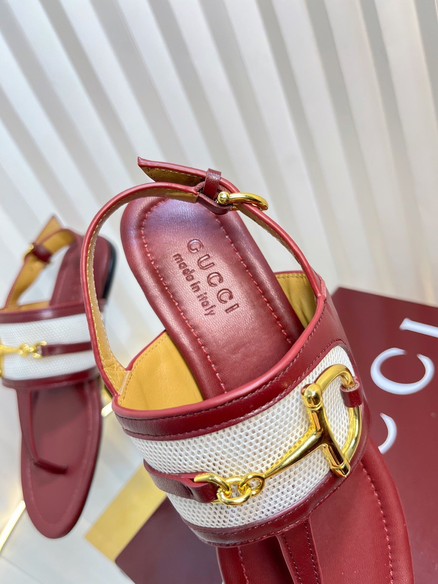 GC 25 Thong Sandal Red Canvas Sheepskin 294669