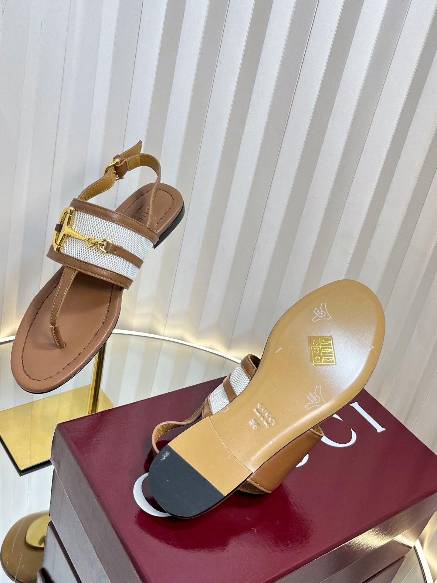 GC 25 Thong Sandal Brown Canvas Sheepskin 294670