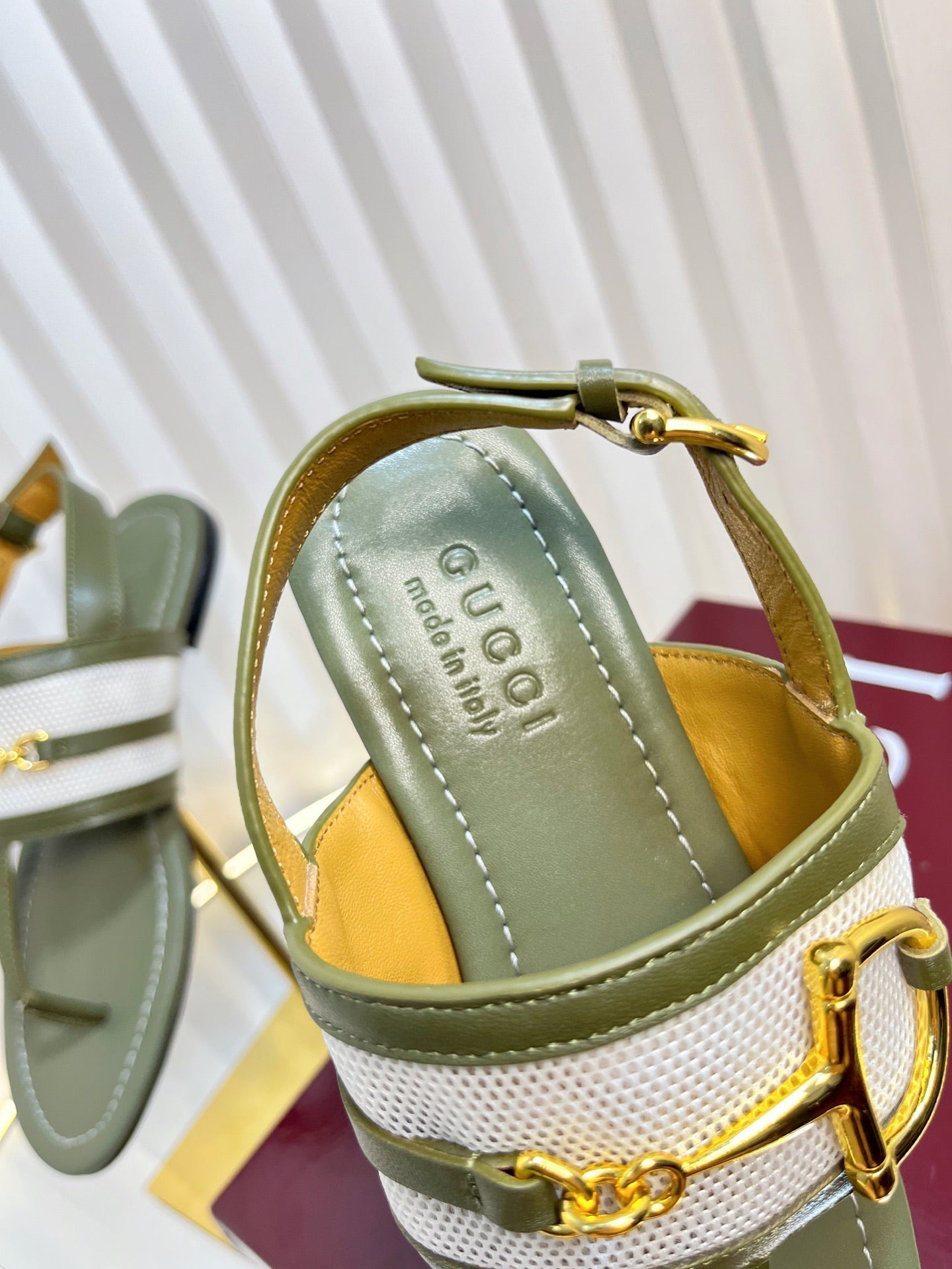 GC 25 Thong Sandal Dark Green Canvas Sheepskin 294671