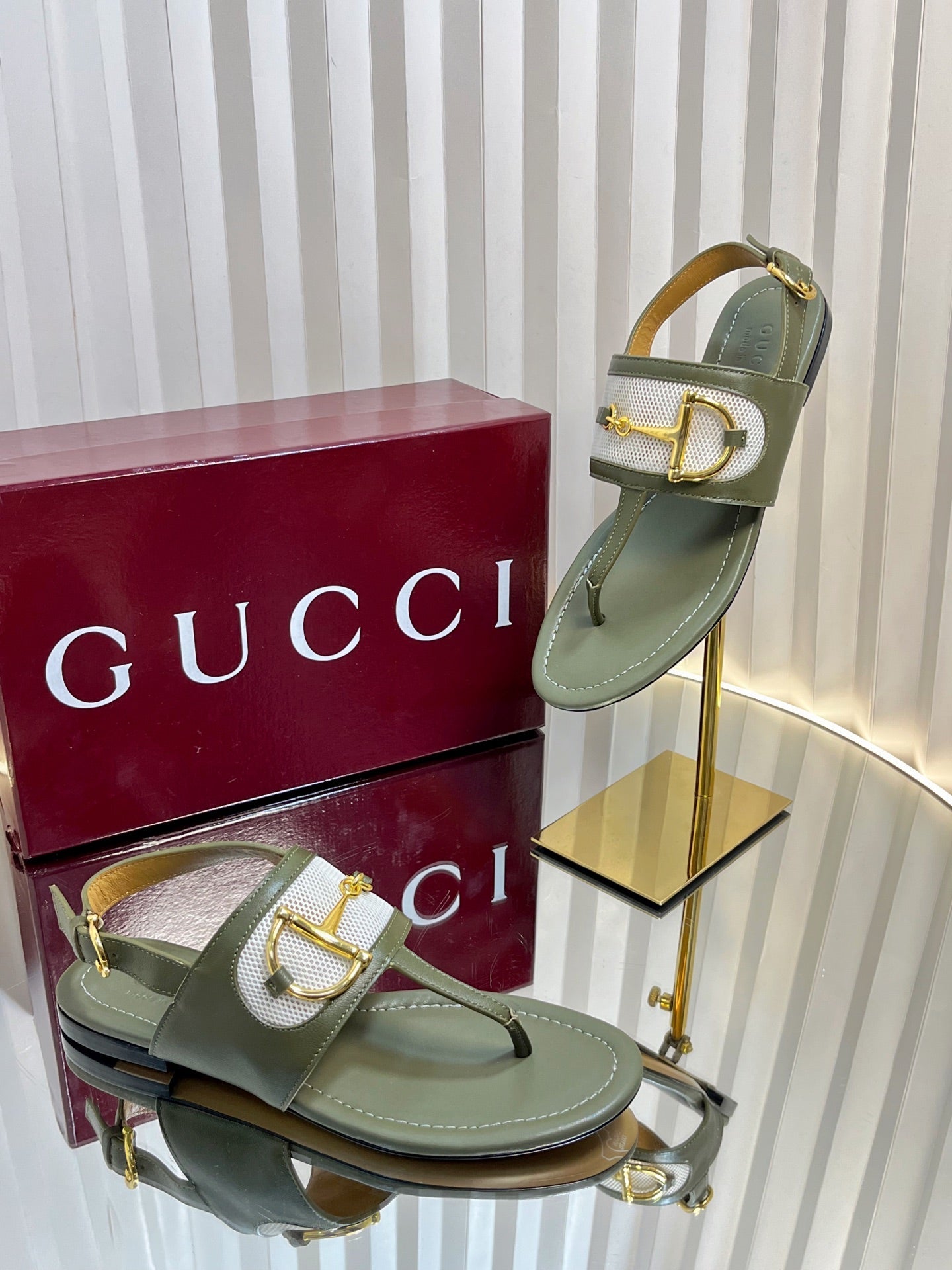 GC 25 Thong Sandal Dark Green Canvas Sheepskin 294671