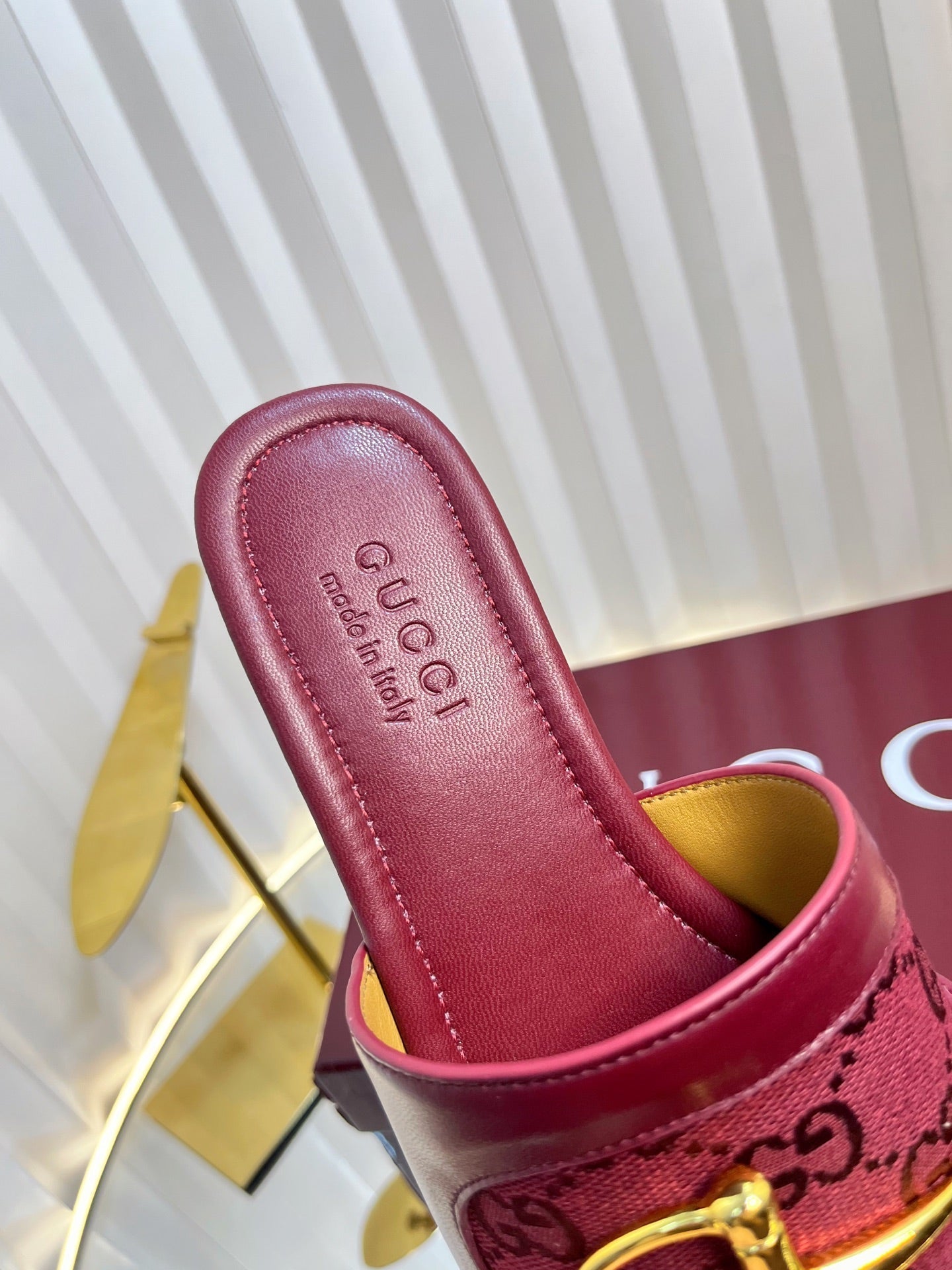 GC 25 Horsebit GG Sandals Red Canvas 294673