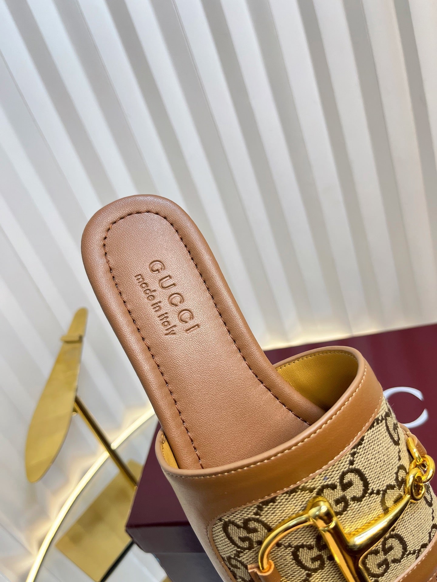 GC 25 Horsebit GG Sandals Brown Canvas 294674