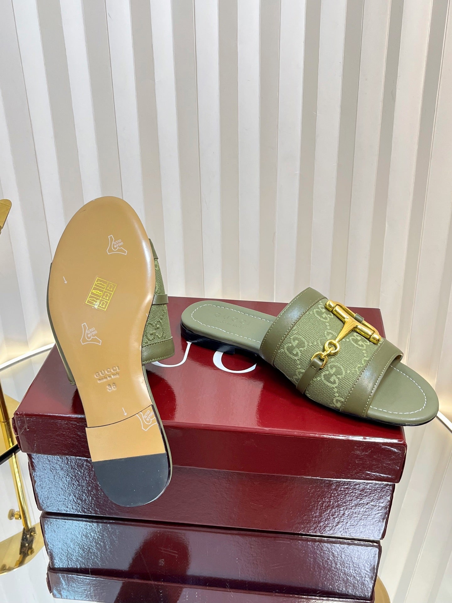 GC 25 Horsebit GG Sandals Dark Green Canvas 294675