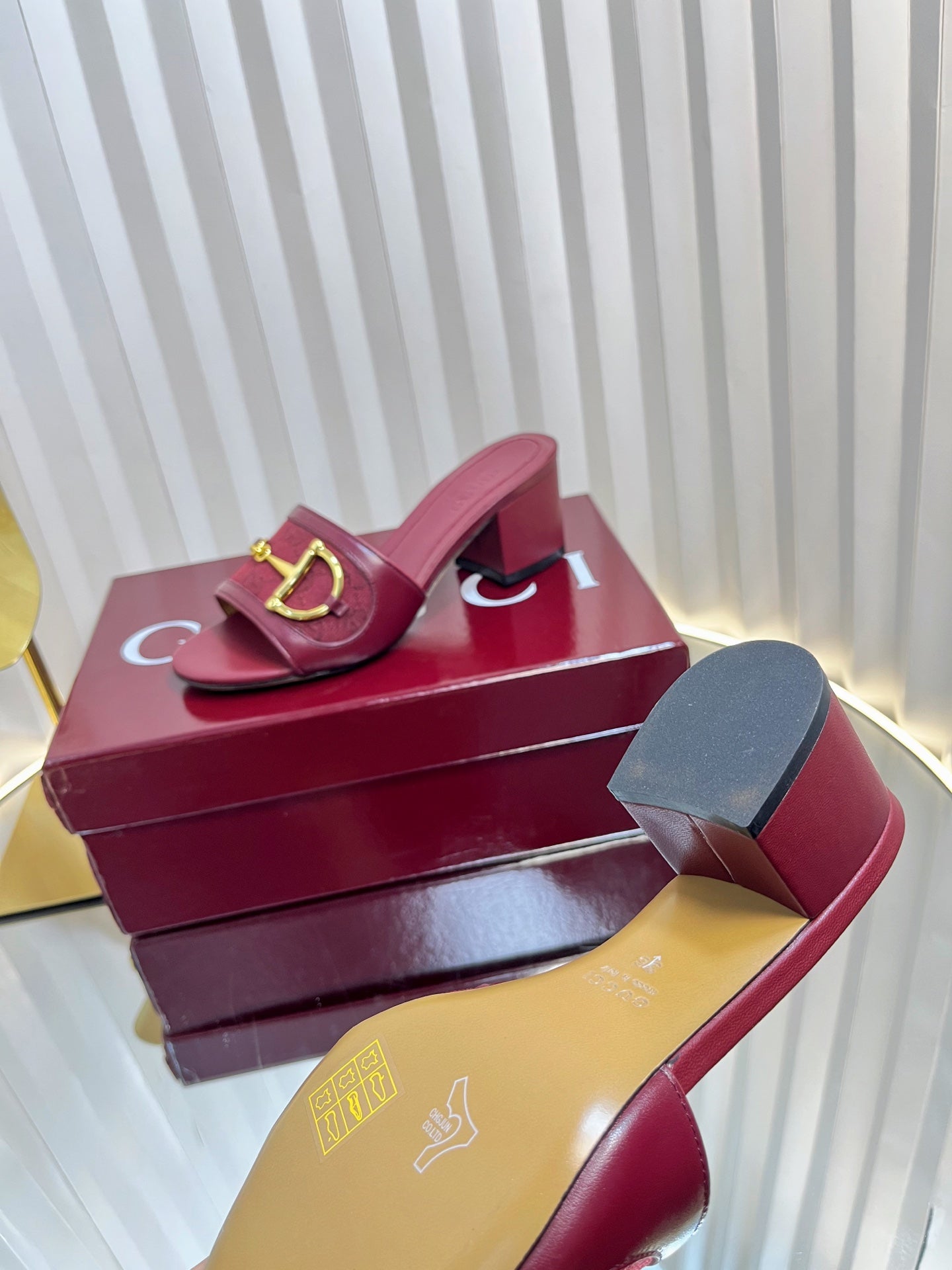 GC 25 Horsebit GG 50mm Sandals Red Canvas 294677