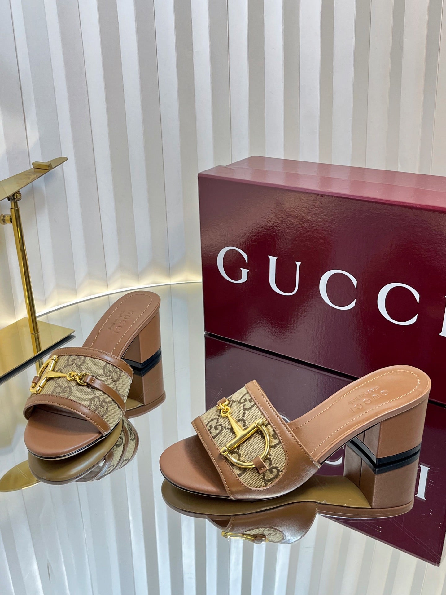 GC 25 Horsebit GG 50mm Sandals Brown Canvas 294678