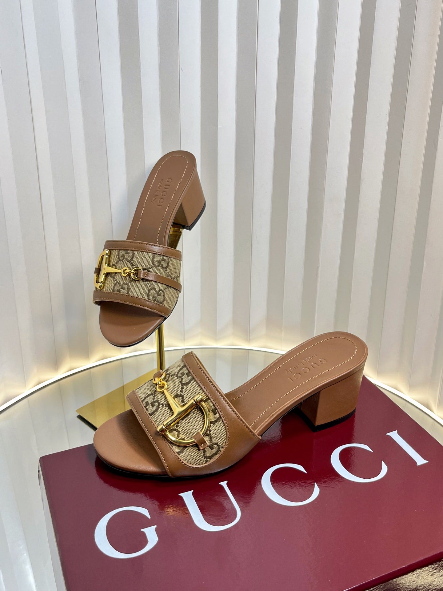 GC 25 Horsebit GG 50mm Sandals Brown Canvas 294678