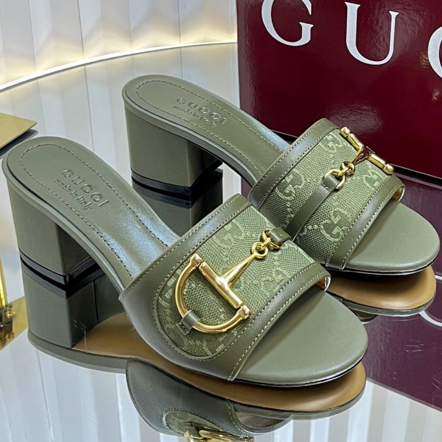 GC 25 Horsebit GG 50mm Sandals Dark Green Canvas 294679