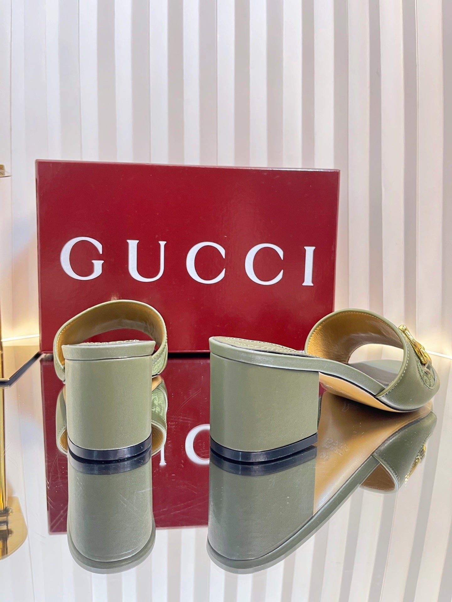 GC 25 Horsebit GG 50mm Sandals Dark Green Canvas 294679