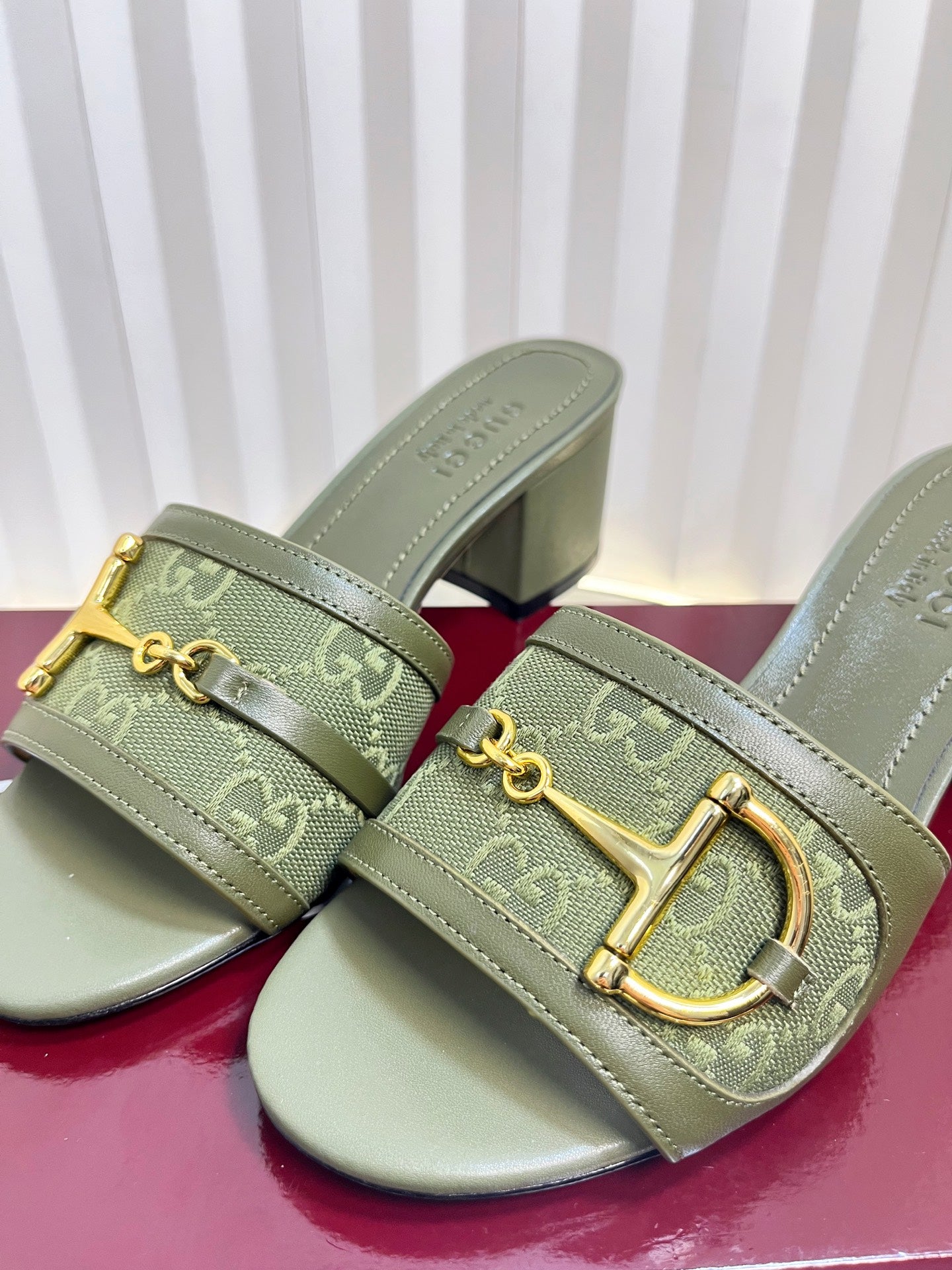 GC 25 Horsebit GG 50mm Sandals Dark Green Canvas 294679
